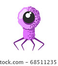Funny and cute virus, bacteria, germ cartoon character. Microbe and pathogen microorganism isolated on white background. 68511235