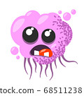 Funny and cute virus, bacteria, germ cartoon character. Microbe and pathogen microorganism isolated on white background. 68511238