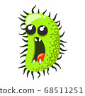 Funny and cute virus, bacteria, germ cartoon character. Microbe and pathogen microorganism isolated on white background. 68511251