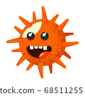 Funny and cute virus, bacteria, germ cartoon character. Microbe and pathogen microorganism isolated on white background. 68511255