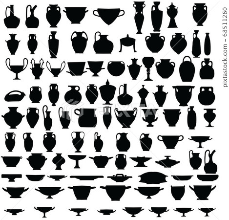 Ninety four silhouettes of ancient pottery Ninety four silhouettes of ancient pottery 68511260