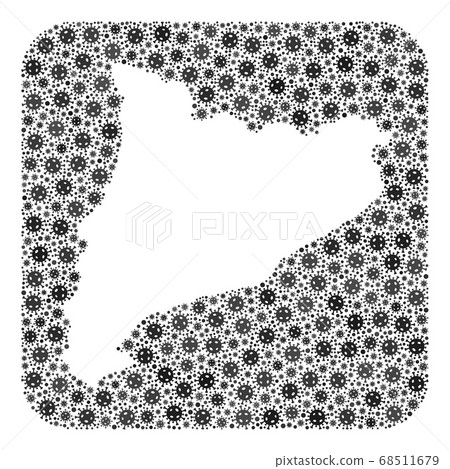 Map of Catalonia - Covid Collage with Subtracted Space Map of Catalonia - Covid Collage with Subtracted Space 68511679