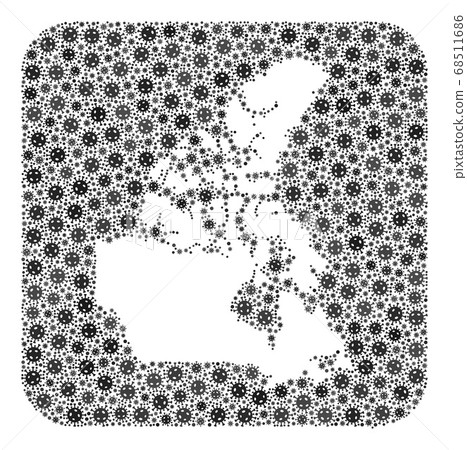Map of Canada - SARS Virus Collage with Subtracted Space 68511686