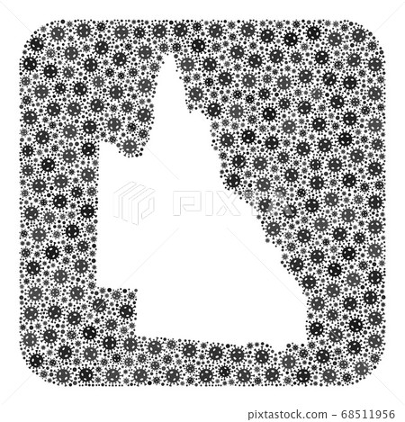 Map of Australian Queensland - Pandemic Virus Collage with Stencil Map of Australian Queensland - Pandemic Virus Collage with Stencil 68511956