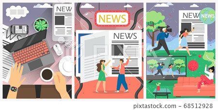 News media vector poster banner template set 68512928