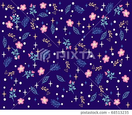 Hand-drawn botanical background with stars Hand-drawn botanical background with stars 68513235