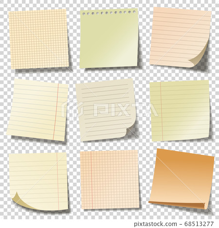 Realistic blank sticky notes. Colored sheets of...-插圖素材 [68513277 ...