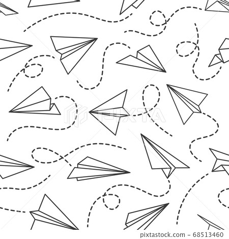 Line Paper Airplane Seamless Pattern Flying Stock Illustration 68513460 Pixta