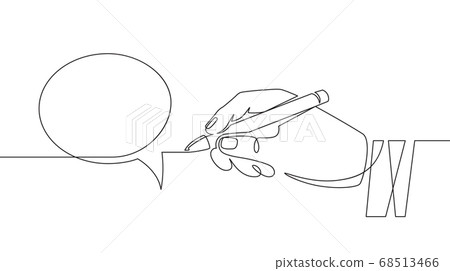 Hand With Pen Drawing Speech Bubbles Sketch Stock Illustration