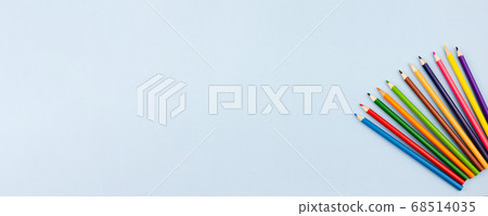 Pencils on a light blue background. 68514035