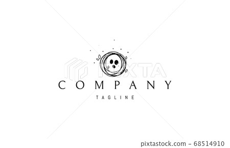 Vector black logo on which an abstract image of a nest with eggs top view. Vector black logo on which an abstract image of a nest with eggs top view. 68514910