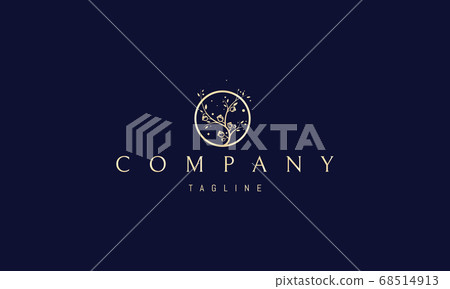Vector elegant golden logo with an abstract image of a rose bush in a circle. Vector elegant golden logo with an abstract image of a rose bush in a circle. 68514913