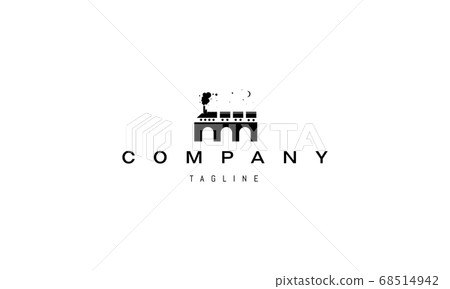 Vector logo on which an abstract image of a train that travels on an arched bridge. Vector logo on which an abstract image of a train that travels on an arched bridge. 68514942