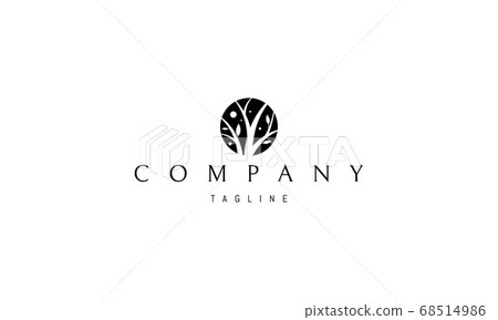 Vector logo on which the abstract image of the silhouette of a forest in a circle. Vector logo on which the abstract image of the silhouette of a forest in a circle. 68514986