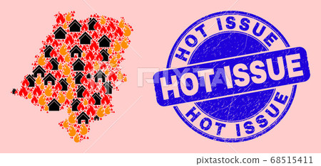 Opole Voivodeship Map Collage of Fire and Realty and Textured Hot Issue Stamp 68515411