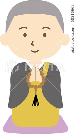 Buddhist monk's hand sitting, smiling face Buddhist monk's hand sitting, smiling face 68516662