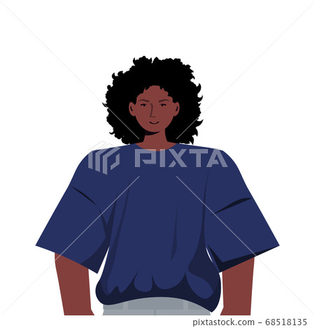 young woman in casual trendy clothes african... - Stock Illustration ...