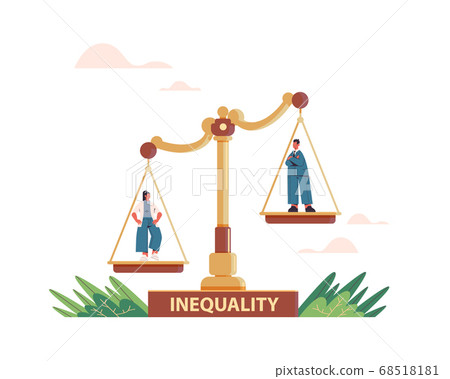 businessman and businesswoman on scales business corporate inequality concept 68518181