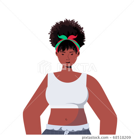 young woman in casual trendy clothes african... - Stock Illustration ...