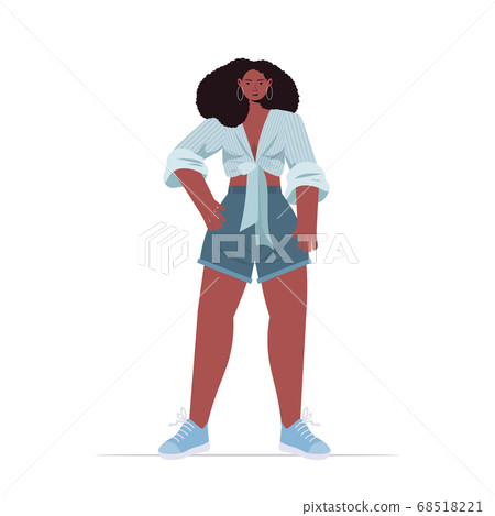 young woman in casual trendy clothes african american female cartoon character standing pose young woman in casual trendy clothes african american female cartoon character standing pose 68518221