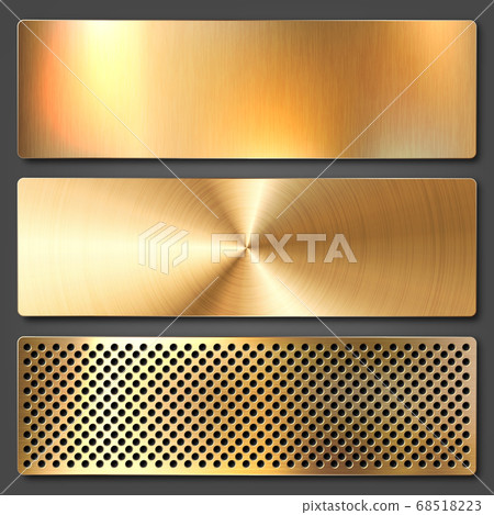 Realistic brushed metal textures set. Polished stainless steel background. Vector illustration. 68518223