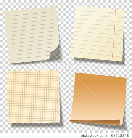 Realistic blank sticky notes. Colored sheets of note papers. Paper reminder. Vector illustration. 68518248