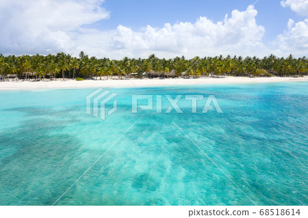 Aerial view on tropical island with palm trees and 68518614