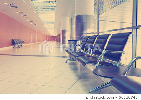 Empty seats at airport. No people 68518745