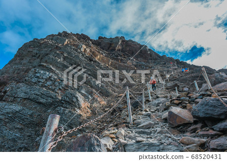 台灣百岳-玉山主峰 北峰 登山步道 碎石坡與東埔溪谷 台灣百岳-玉山主峰 北峰 登山步道 碎石坡與東埔溪谷 68520431