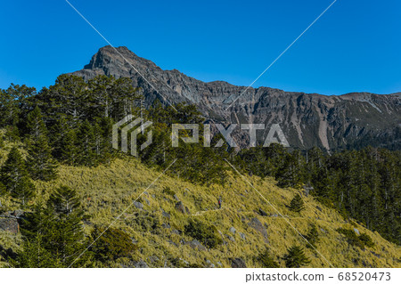 台灣百岳-玉山主峰 北峰 登山步道 碎石坡與東埔溪谷 台灣百岳-玉山主峰 北峰 登山步道 碎石坡與東埔溪谷 68520473