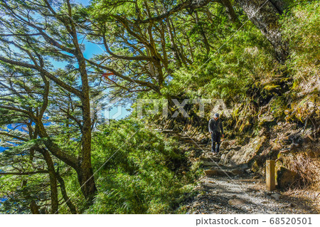 台灣百岳-玉山主峰 北峰 登山步道 碎石坡與東埔溪谷 68520501