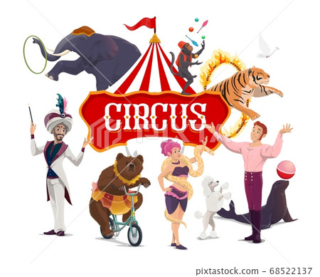 Big top tent circus show artists vector poster Big top tent circus show artists vector poster 68522137