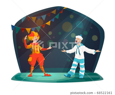 Big top circus clown performer characters on stage 68522161