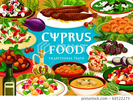 Cyprus food vector meals Cyprian cuisine poster Cyprus food vector meals Cyprian cuisine poster 68522273