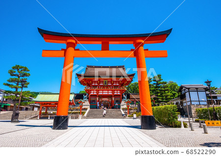 Fushimi Inari Taisha's large torii gate and tower gate Fushimi Inari Taisha's large torii gate and tower gate 68522290