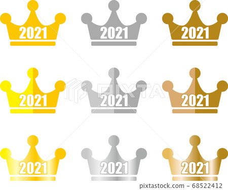 金 銀 銅排名王冠圖標設置與21年 插圖素材 圖庫
