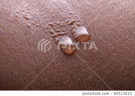 drops of water on the human body closeup 68523013