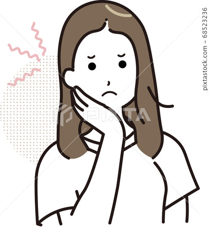 Woman with a sore chin 68523236