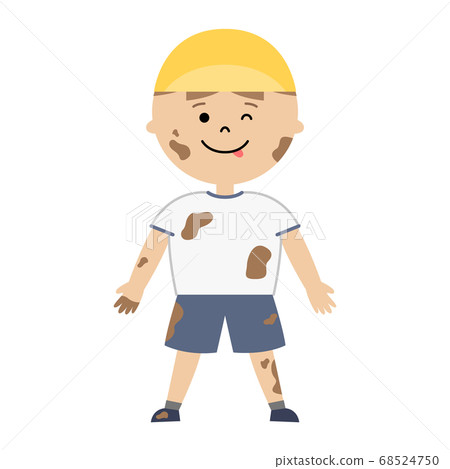 一個泥濘的男孩穿著運動服（全身）的插圖 68524750