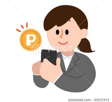 Suit women who collect points with a smartphone (simple) 68525472