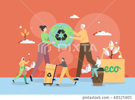 Zero waste green eco friendly lifestyle, ecology, vector flat illustration 68525805