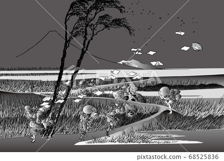 Katsushika Hokusai image Sushu Ejiri black and white 2 68525836