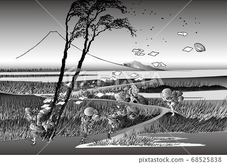 Katsushika Hokusai image Suzhou Ejiri black and white 68525838