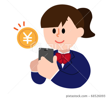 Blazer girls paying by smartphone (simple color) 68526093