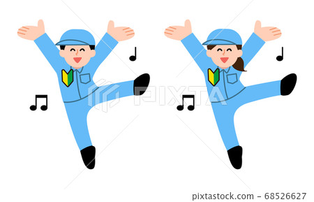 Novice workers dancing (simple color) 68526627