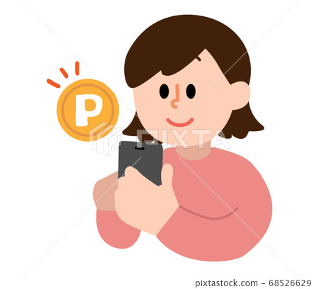 Woman paying by smartphone (simple color) 68526629