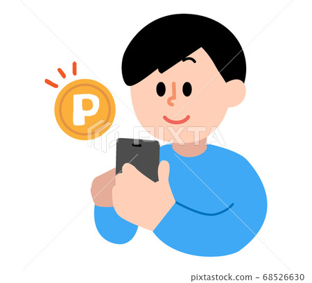 Men paying by smartphone (simple color) 68526630