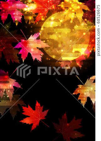 Autumn leaves maple full moon background 68526675