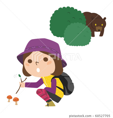 探索山時會遇到野生熊女子的插圖。 68527705
