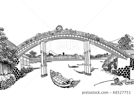 葛飾北齋深川Mannenbashi Shita White的圖像 葛飾北齋深川Mannenbashi Shita White的圖像 68527751